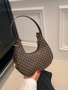 Fashion PU Crescent Moon Solid Color Glitter Bow Decor Shoulder Bag For Women - Multicolor - View 2