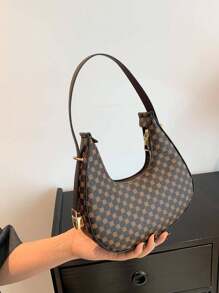 Fashion PU Crescent Moon Solid Color Glitter Bow Decor Shoulder Bag For Women - Multicolor - View 5