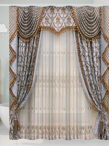 1入組印花淋浴涼簾,現代方形聚酯纖維防水淋浴涼簾,適用於家庭浴室 - 彩色 - 查看 2