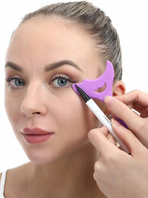 1Pc Purple Silicone Eyeliner Makeup Useful Tool Stencils Wing Tips