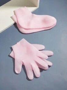 Foot care 4入組矽膠保濕美白手套,保濕美白襪子,護膚襪,沙灘襪 - 粉色 - 查看 5