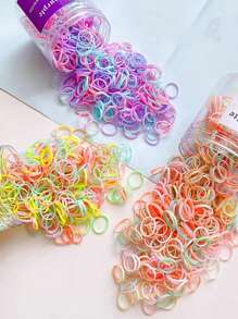 500入組各種顏色適用於兒童、女嬰的厚鬆緊小彈性髮帶,高彈性不傷髮 - 薄荷綠 - 查看 4