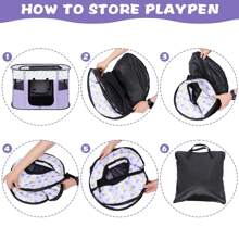 1pc Portable Pet Playpen, Foldable Exercise Play Tent Kennel Crate For Puppy Dog Yorkie Cat Bunny, Great For Indoor Outdoor Travel Camping Use, Come With Free Carring Case, 600D Oxford