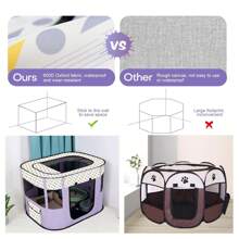 1pc Portable Pet Playpen, Foldable Exercise Play Tent Kennel Crate For Puppy Dog Yorkie Cat Bunny, Great For Indoor Outdoor Travel Camping Use, Come With Free Carring Case, 600D Oxford