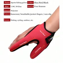 釣魚手套2個手指保護器透氣防滑防割釣魚手套鯉魚戶外釣魚用具配件用品 - 藍色 - 查看 3