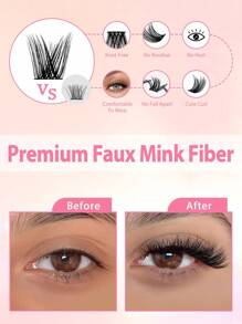 100Pcs C Curl Individual Cluster Lashes Segmented Individual False Eyelashes Spikes Individual Eyelash Extensions Lash Clusters, Eyelash Clusters, Individual Eyelashes, Lashes, Fake Lashes - Black - View 6