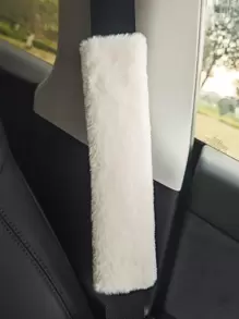 2pcs Winter Warm Short Plush Shoulder Protection, Warm And Anti Strangulation Seat Belt Protective Cover,Car Acessesories - White - View 2