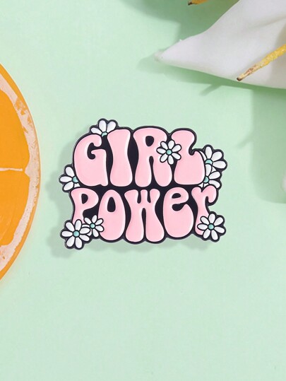 1 Pezzo Spillo Smaltato Per Bambini Girl Power Pin Con Lettere Rosa Ispiratrici Per Borse, Cappelli, Abiti E Gioielli