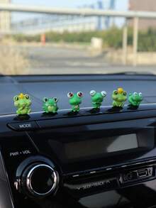 6pcs Car Interior Ornaments, Car Frog Decoration, Car Accessories, Center Console, Cute Frog - Multicolor - View 2