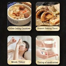 White Stainless Steel Magnetic Timer Kitchen Mechanical Time Management Reminder Countdown Timer With Magnet For Baking And Cooking - White - View 9