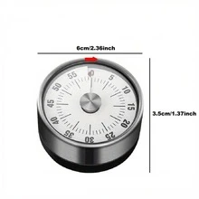 White Stainless Steel Magnetic Timer Kitchen Mechanical Time Management Reminder Countdown Timer With Magnet For Baking And Cooking - White - View 3