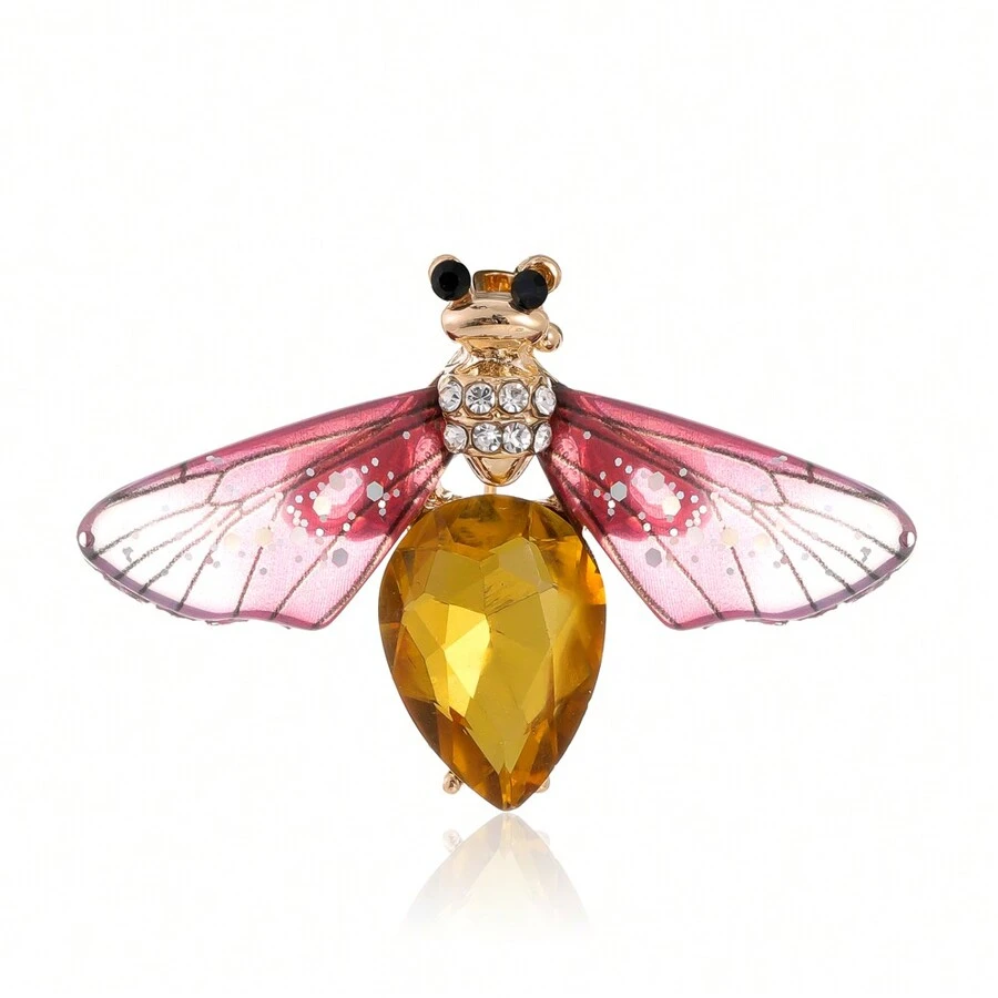 跨境蜜蜂和萤火虫設計胸針,高端西装配件,服裝装饰用于外套和西装 - 紅色 - 查看 1