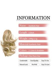 下巴夹马尾辫延长 12 英寸卷曲爪夹在头发马尾卷曲波浪合成发纤维假发适合女性时尚派对圣诞新年礼物适合女性、Y2K、音乐节、圣诞派对度假和所有季节 - 間色 - 查看 3