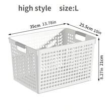 1個家用矩形收納盒,適用於衣服、廚房、桌面、玩具、零食、文具、學生,收納整理 - 白色 - 查看 4
