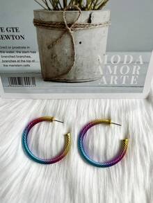 歐美時尚金屬漆多色耳環 - 彩色的 - 查看 5