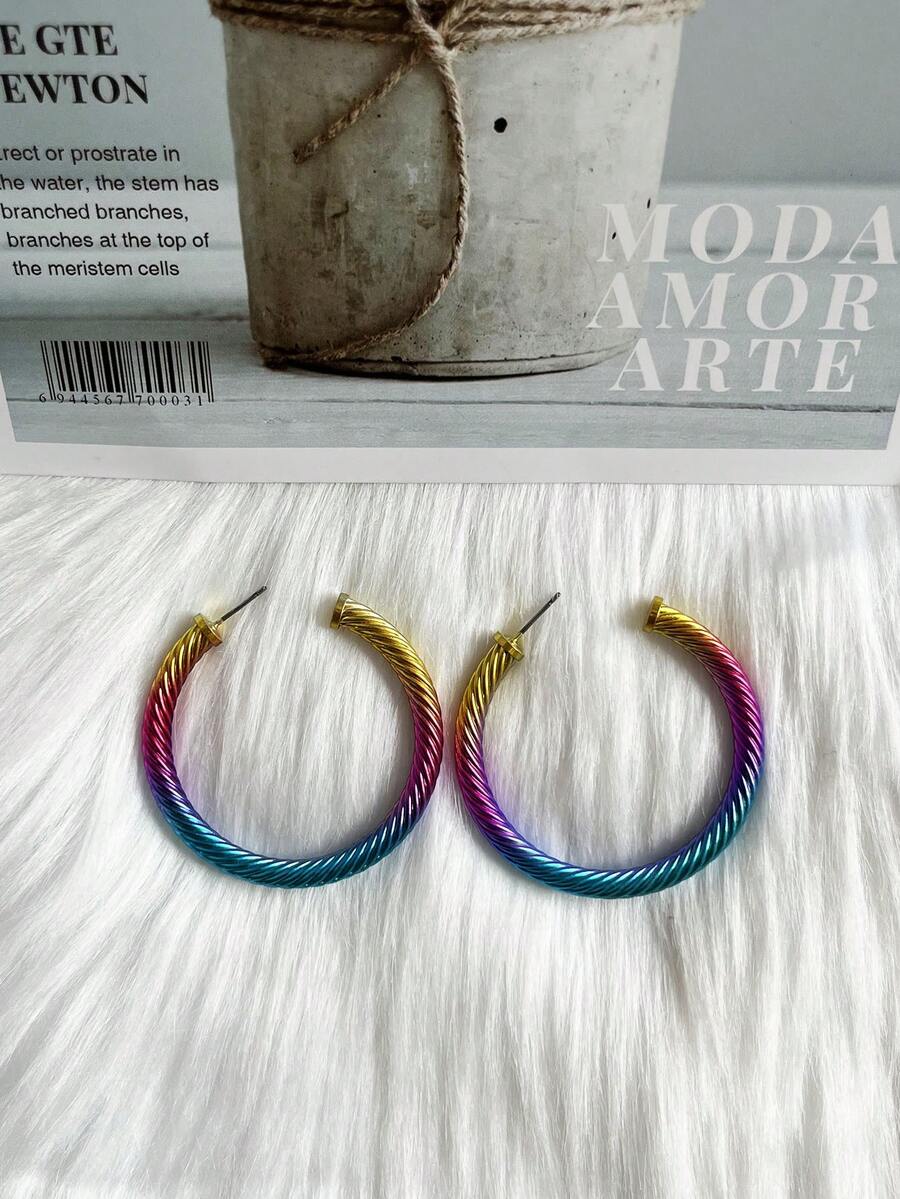 歐美時尚金屬漆多色耳環 - 彩色的 - 查看 1