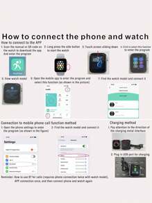 2024 Reloj inteligente de una pieza de silicona a la moda para hombres y mujeres con función de llamadas, recuento de pasos, seguimiento de calorías y distancia, alarma y notificación de mensajes, reloj inteligente multifuncional para deportes, pantalla táctil completa de 1.44 pulgadas compatible con sistemas Android e iOS como regalo para estudiantes que regresan a la escuela - Gris - Ver 10