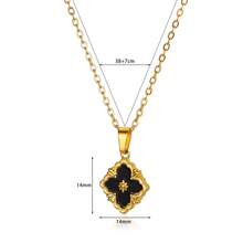 1個時尚的利基設計項鍊孔雀石貝母四葉草女士吊墜項鍊,蝴蝶魅力項鍊,鎖骨鏈與高端項鍊為女性和女孩們日常裝飾 - 黑色 - 查看 4