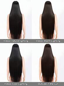 13*6*1合成蕾絲前髮網,突出染色漸變金色長直38寸蕾絲假髮,適用於女性的合成蕾絲假髮,可供日常和派對使用 - Dark Brown - 查看 7