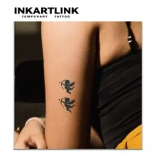 Inkartlink 5*8 公分 6 件/套小設計草藥汁臨時紋身,紋身,15 天紋身,半永久紋身,逼真,持久 1-2 週 - 黑色 - 查看 3