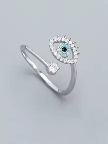 HuooNew 1 Miếng Phổ biến nhất 925 sterling bạc Mắt Mở Điều chỉnh Nhẫn - Bạc - Xem 1