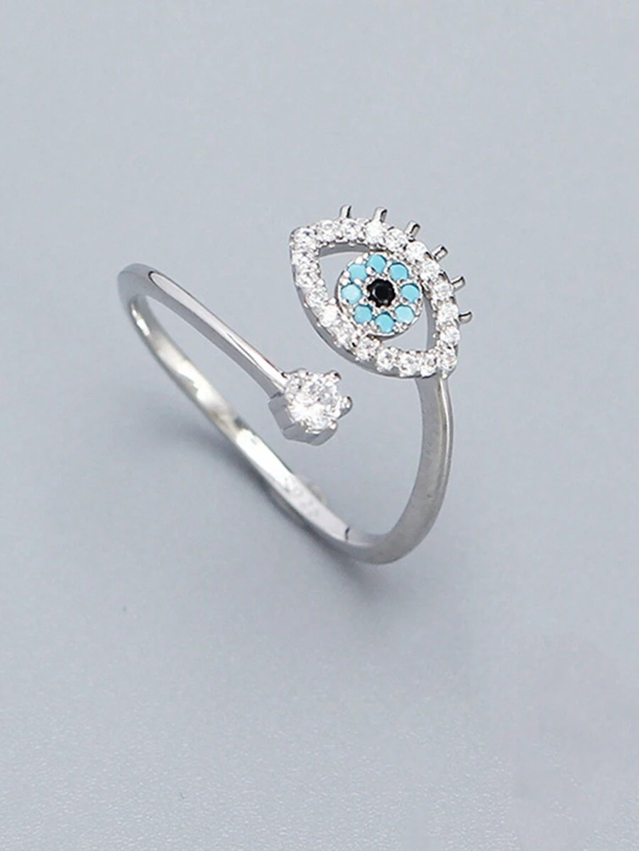 HuooNew 1 Miếng Phổ biến nhất 925 sterling bạc Mắt Mở Điều chỉnh Nhẫn - Bạc - Xem 1