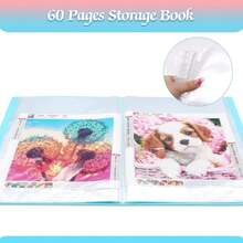 2pcs A3 Diamond Painting Storage Book, 60 Pages Artwork Portfolio, Big Size Art Folder For 12x16 Inch Diamond Painting(Pink + Blue) - Blue+Pink - View 5