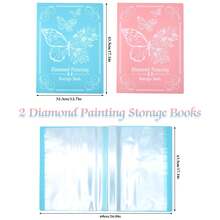 2pcs A3 Diamond Painting Storage Book, 60 Pages Artwork Portfolio, Big Size Art Folder For 12x16 Inch Diamond Painting(Pink + Blue) - Blue+Pink - View 4