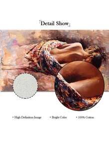 1 件半裸女孩牆海報藝術彩色油畫海報抽象家居裝飾畫客廳、臥室、辦公室牆壁裝飾房間美學創意禮物牆藝術帆布畫無框帆布畫 - 粉色 - 查看 3