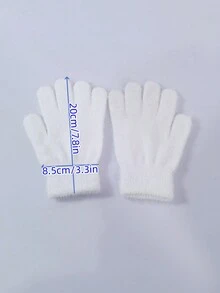 1套[1頂帽子和1雙手套]女性純色小方格圖案毛絨保暖漁夫帽，配有皮膚友好的內襯和可調節的繩子，並搭配柔軟的手套，適用於戶外活動和運動，秋冬季節 - 白色 - 查看 6