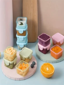 4入迷你食品儲存容器,密封防漏蓋,醬料容器,小零食盒,迷你冷凍儲存容器密封容器,塑料攜帶式容器,辦公室午餐盒,野餐,可放微波爐加熱,60毫升 - 黃色 - 查看 1