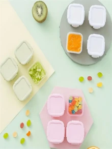 4入迷你食品儲存容器,密封防漏蓋,醬料容器,小零食盒,迷你冷凍儲存容器密封容器,塑料攜帶式容器,辦公室午餐盒,野餐,可放微波爐加熱,60毫升 - 黃色 - 查看 5