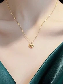 1 件心形装饰锁骨项链 - 奢华精致的女士配饰 - 金色 - 查看 13