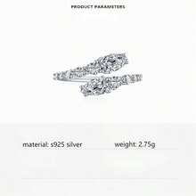 1pc S925 Silver Inlaid Zirconia Pear Shape Adjustable Ring Suitable For Women'S Daily Wear And Banquet - 8# - View 6
