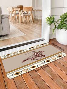 1 Pieza Tapete De Cocina Con Impresión De Estilo Vaquero, Suave, Antideslizante, Absorbente, Lavable Para Hogar, Oficina, Fregadero, Lavandería, Sala De Estar, Dormitorio - Multicolor - Ver 6