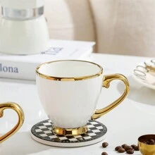 Ceramic Coffee Cup With Handle, Suitable For Men, Women, Mom, Dad. Modern Design, Perfect For Tea / Latte / Cappuccino / Cocoa. Dishwasher Safe - Black - View 5