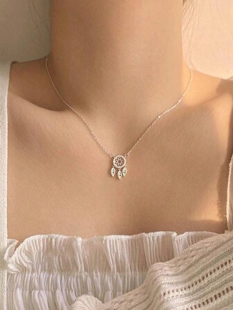 1 Unique Dream Catcher Inlaid With Cubic Zirconia  Women's Gift S925 Necklace Wedding Engagement Bridal Jewelry