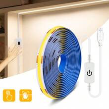 1Pc 5V USB COB LED Strip Light, 320LED/M,With Touch,High Brightness Lamp Beads, Stable Safety, Brightness Can Be Adjusted - White - View 2