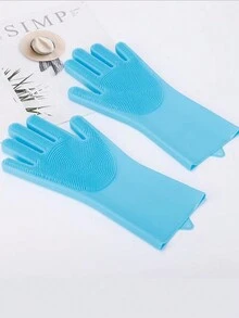 1pc Random Color Pet Dog & Cat Bathing & Massage Glove With Silicone Tips - Multicolor - View 2