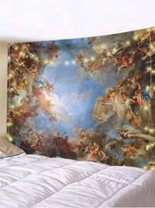 Vintage Ölgemälde Ball Muster Wandteppich, moderner Stil Polyester Faser quadratischer Dekorativer Wandteppich, geeignet für Wohnzimmer und Schlafzimmer Dekoration, Fahne für Zimmer, Zimmer Dekoration, Wandteppich, Wandkunst, Zimmer Accessoires, Fahnen für Zimmer, Heimdekoration, Wandteppich