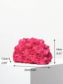 Elegant Rose Pattern Evening Bag, Wedding Party Clutch Bag, Gentle And Sweet Ladies Purse, Valentine'S Day Gift For Ladies (Random Pattern) Valentines - Hot Pink - View 8
