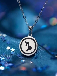 1Pc Fashionable 925 Silver 12 Constellations Pendant Necklace Double Sided Pendants For Women's Birthday Gifts