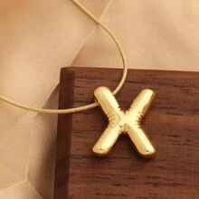 1 件簡單銅製泡泡氣球和字母吊墜項鍊男女款,不鏽鋼球鍊頸鍊首飾 - A - 查看 15