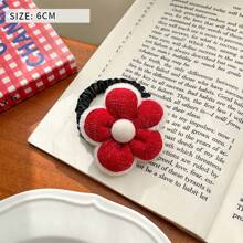 1入組新年紅花設計的可愛丸子和馬尾頭髮繩,適合兒童使用 - 彩色 - 查看 10