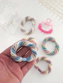 每盒 6 件（1 個粉紅貓金屬毛爪和 5 個彩虹髮圈組合套裝）女士情人節禮物 - 彩色 - 查看 5