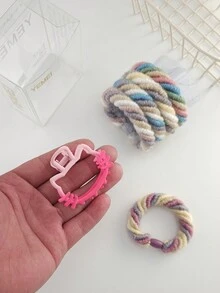 每盒 6 件（1 個粉紅貓金屬毛爪和 5 個彩虹髮圈組合套裝）女士情人節禮物 - 彩色 - 查看 4