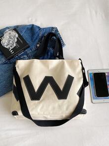 1pc Polyester Fiber Large Capacity Tote Bag For Women, Students; Can Be Used As Shoulder Bag Or Crossbody Bag; Casual Style For Daily Use - White - View 7