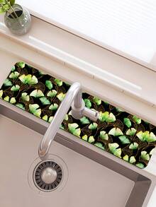 1入銀杏葉印花矽膠除臭水龍頭墊,防滑,適用於浴室和廚房的各種水龍頭 - 彩色 - 查看 3