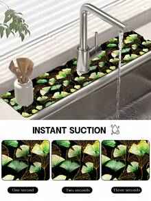 1入銀杏葉印花矽膠除臭水龍頭墊,防滑,適用於浴室和廚房的各種水龍頭 - 彩色 - 查看 7