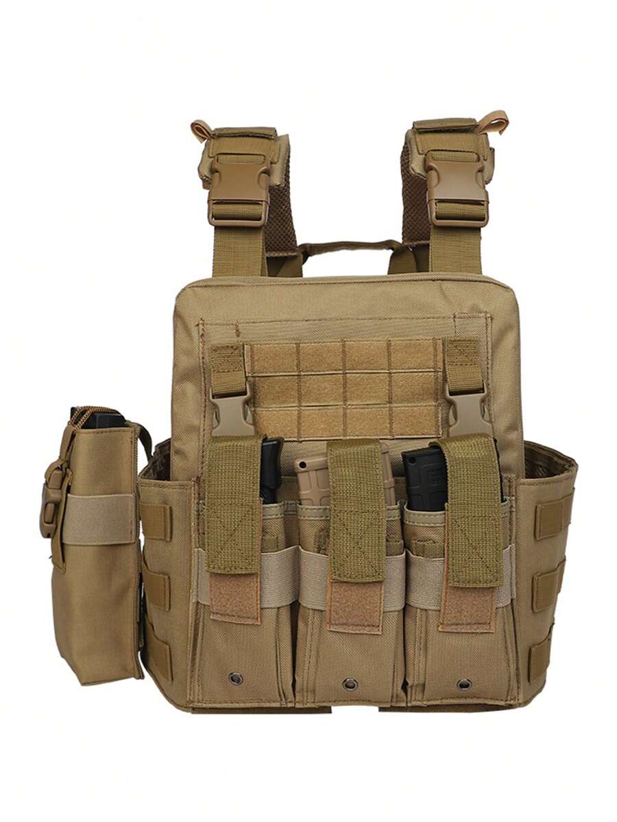 新款cpc戰術背心,適用於戶外活動,多口袋運動外套,功能性迷彩服裝,防水牛津背心 - 卡其色 - 查看 1